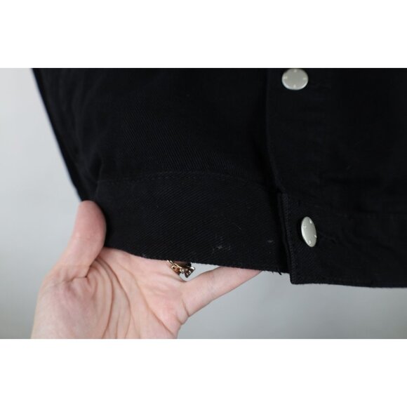 WESC Streetwear Mens Large Hardcore Happiness Smiley Face Denim Trucker Jacket - Picture 7 of 16